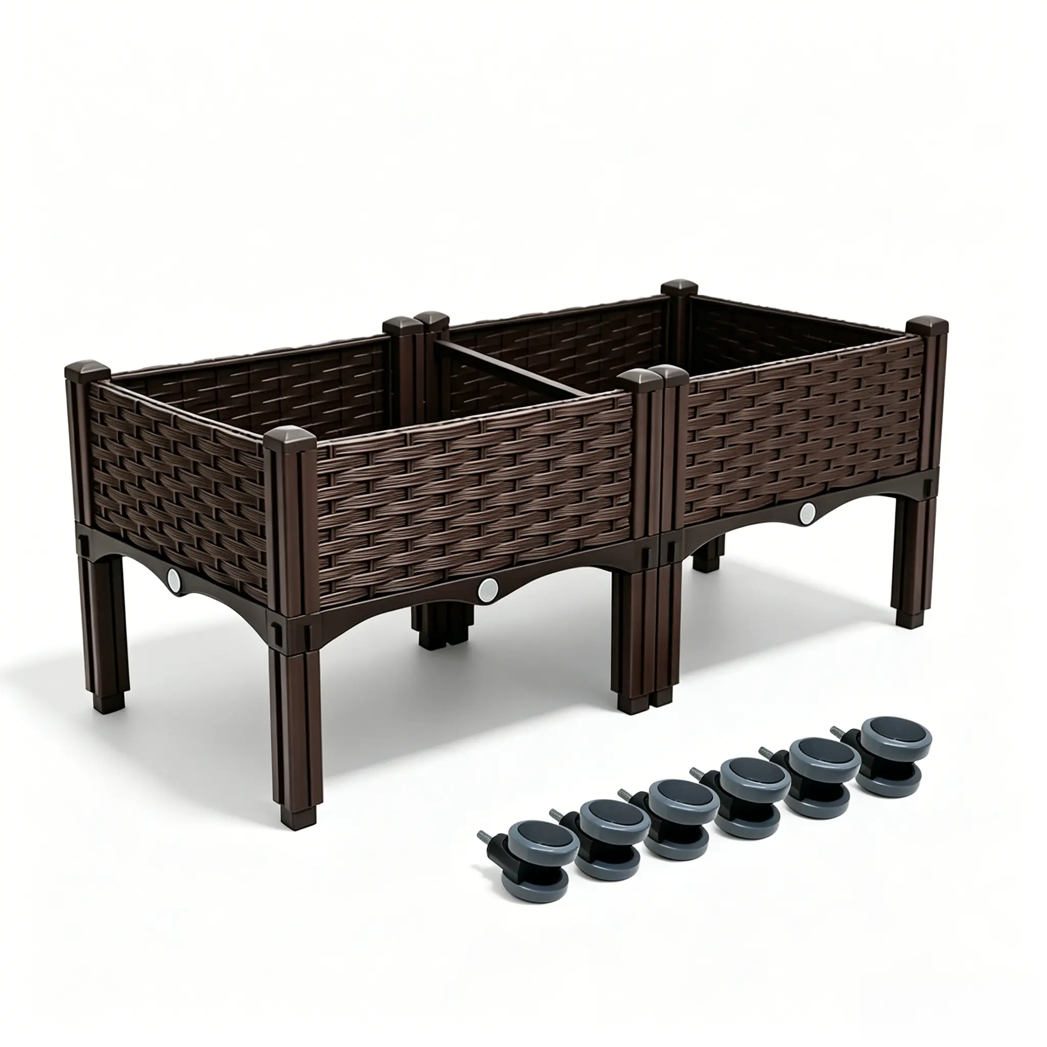 Raised Garden Bed with Wheels, Heavy-Duty Mobile Planter Box for Patio, Self-Draining, Tool-Free Assembly, Outdoor Planting Box – Darkboom