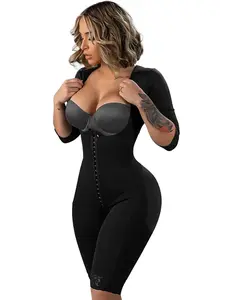 Snatched Body Faja Colombiana Post Surgery with Sleeves - Stage 1 Arm Shaper, Compression, Waist Shrinking Technology, Open Bust Design - Bodysuit