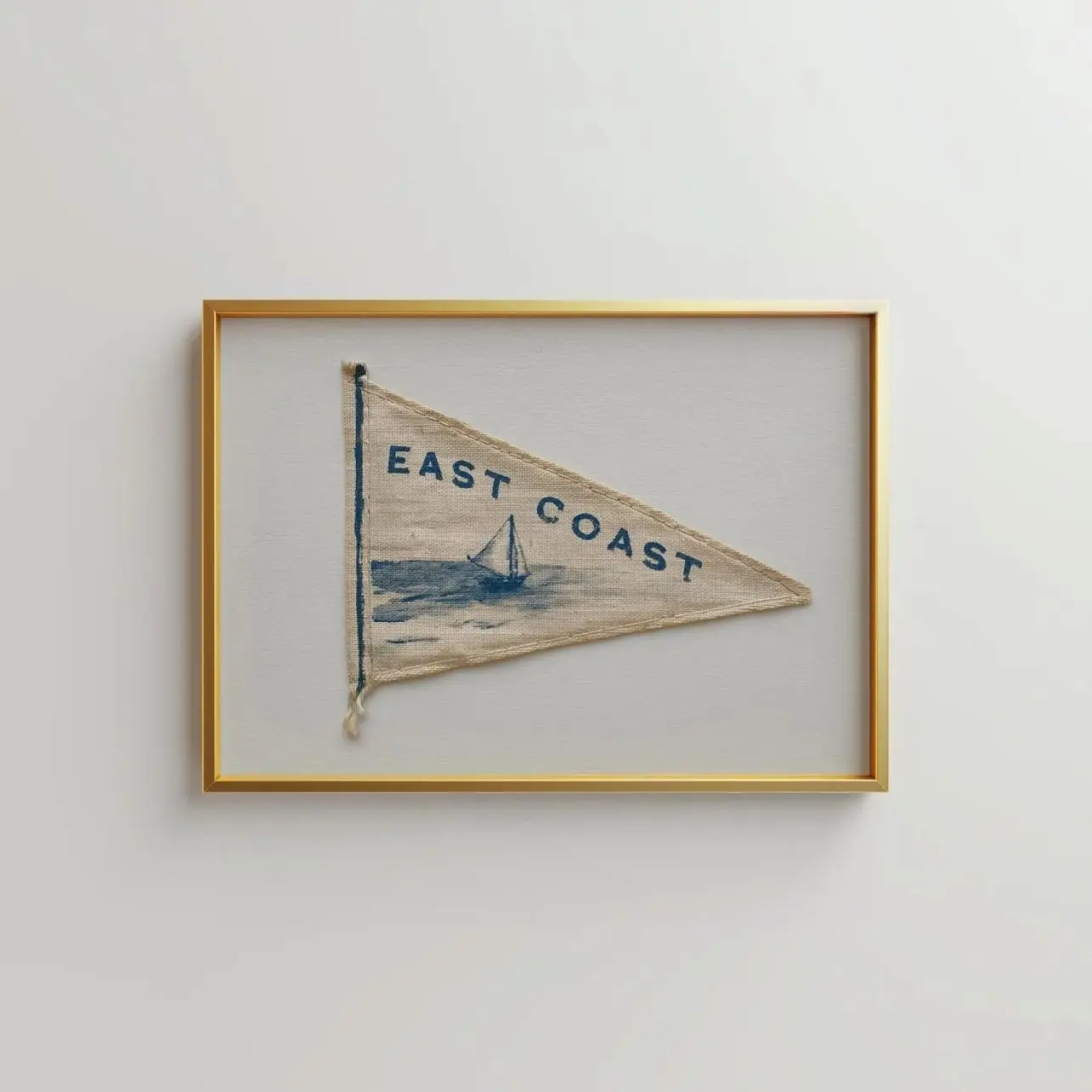 East Coast Pennant Wall Art, Vintage Coastal Poster, Hamptons Beach House Decor, Nautical Sailboat Print, Preppy Wall Art A
