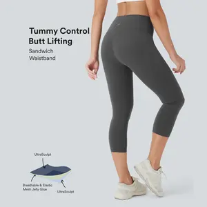 Halara UltraSculpt High Waisted Butt Lifting Tummy Control Pocket Shaping Capri Training Leggings