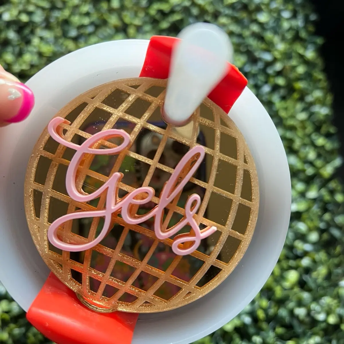 Gold Disco Ball with Sorbet Name Stanley Tumbler Topper