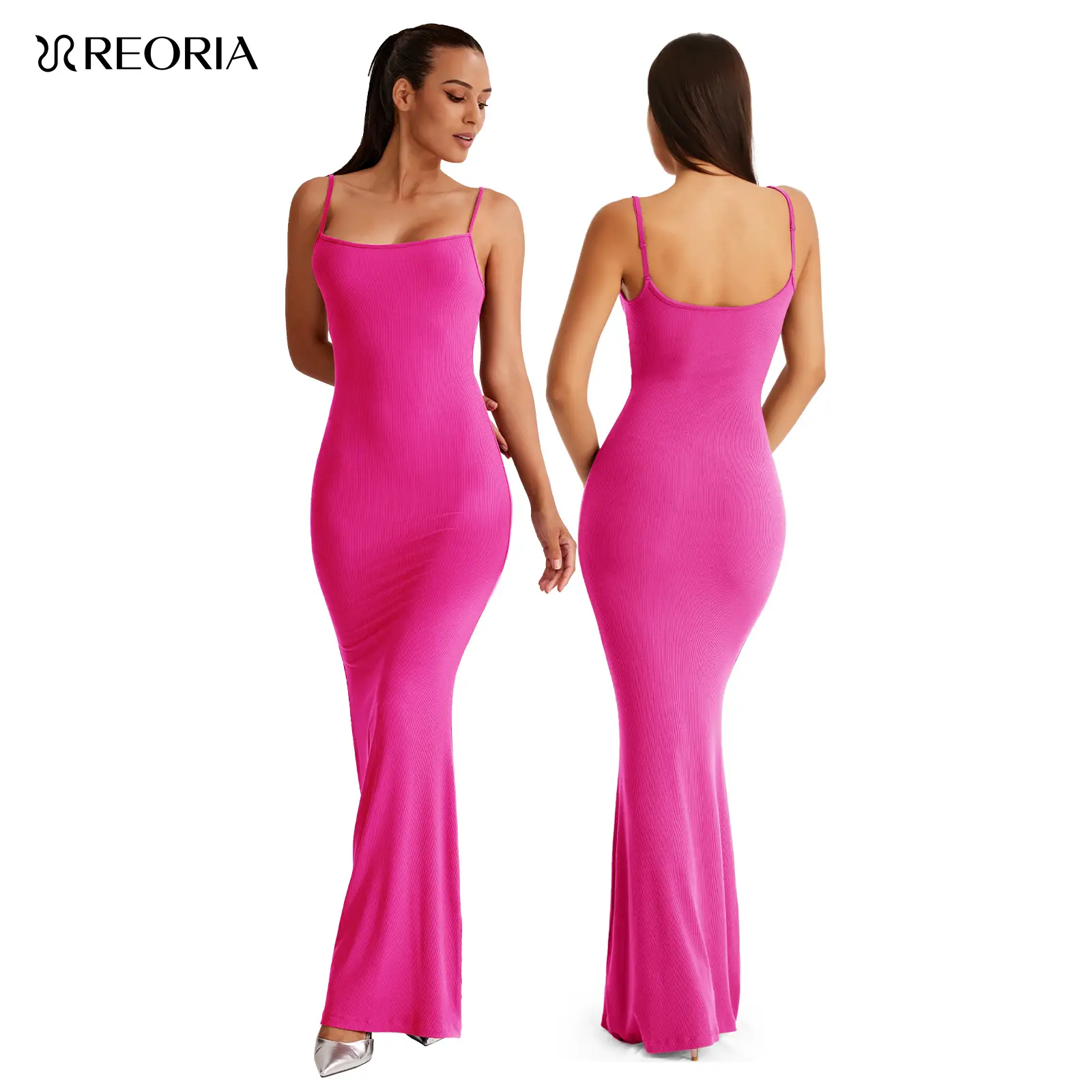 REORIA Fallfreshness Women's Sexy Long Dress Women's Adjustable Fit Spaghetti Strap Elegant Bodycon Maxi for Spring & Summer Casual Wear Hip Accentuat