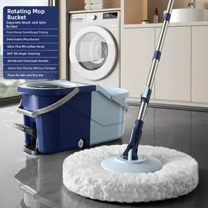 Rinse Clean Spin Mop & Bucket System + 3 Extra Mop Heads| Clean with Clean Water | Removes 99% of Bacteria,Summer Vibes