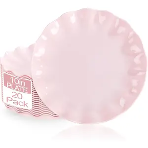 20 count 10 ch Pk Scalloped Plastic Plates  - Unbreakable Plastic Wavy Plates for Weddgs Party Outdoor Picnics Dishwasher Safe  10" Dner Plate