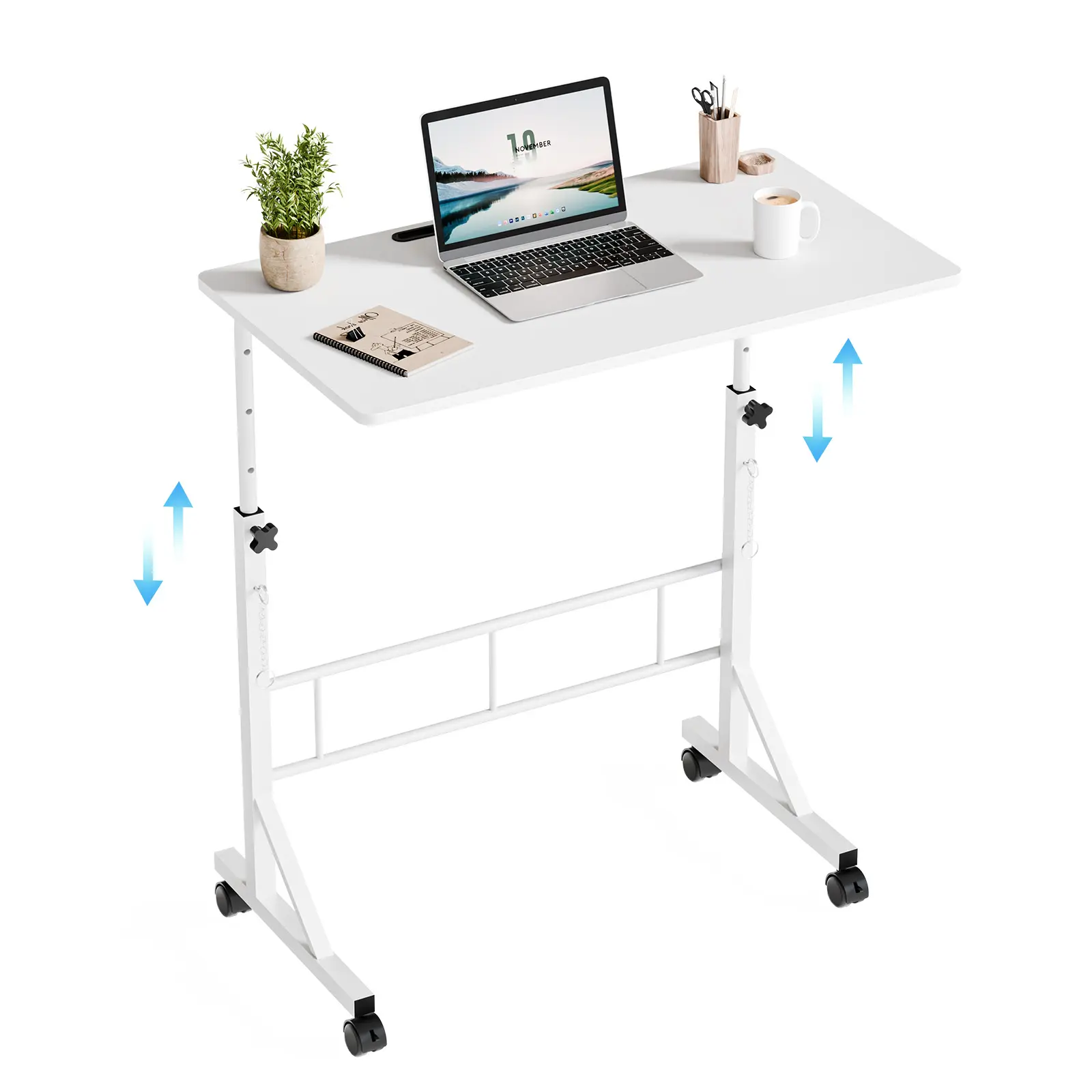 Standing Desk Adjustable Height, Mobile Stand Up Desk with Wheels Small Computer Desk Rolling Desk, Portable Laptop Desk Standing Table Home Office Desks