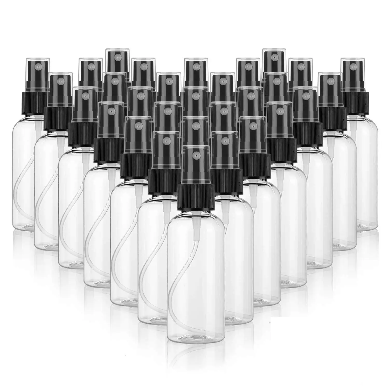 30Pcs 2 oz Fine Mist Mini Clear Spray Bottles with Pump Spray Cap for Essential Oils, Travel, Perfumes, Refillable & Reusable Empty Plastic Bottles Travel Bottle