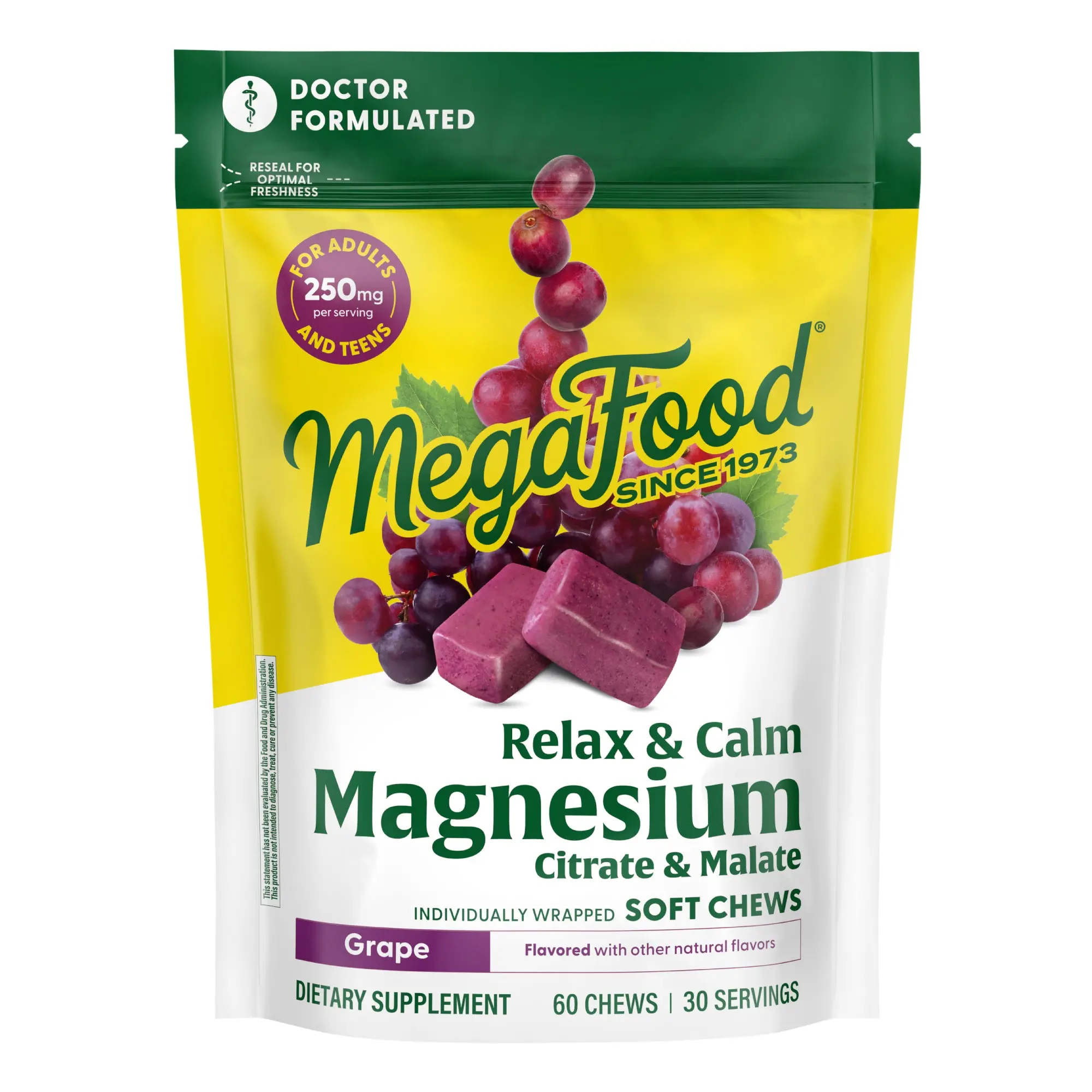 MegaFood Relax & Calm* Magnesium Soft Chews | Grape Flavor | Promotes Relaxation & Muscle Calm* | Dr. Formulated | 60 Chews