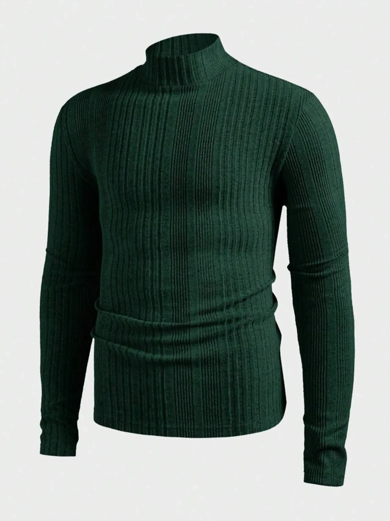 Men's Half-High Neck Long Sleeve Sweater, Knitwear, Menswear, Tops, Knit Pullover Top, Slim Fitted Design, Fine Knit Fabric, Casual Classic Basic Style, Comfortable Fashion for Daily Wear