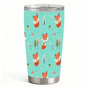 20oz Cute Sleeping Fox and Acorns Pattern Stainless Steel Tumbler， Tumbler with Lid Double Wall Vacuum Insulated Travel Mug