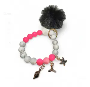 Pink Marble Tides Keychain