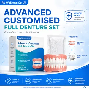 Custom Fit Full Denture Set for Adults - Whitening Oral Care Product with Comfortable, Natural-Looking Design