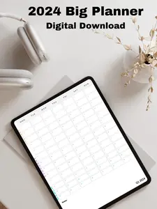 2024 Big Calendar by Rae Christine; Printable .PDF, iPad, GoodNotes, Macbook, Laptop