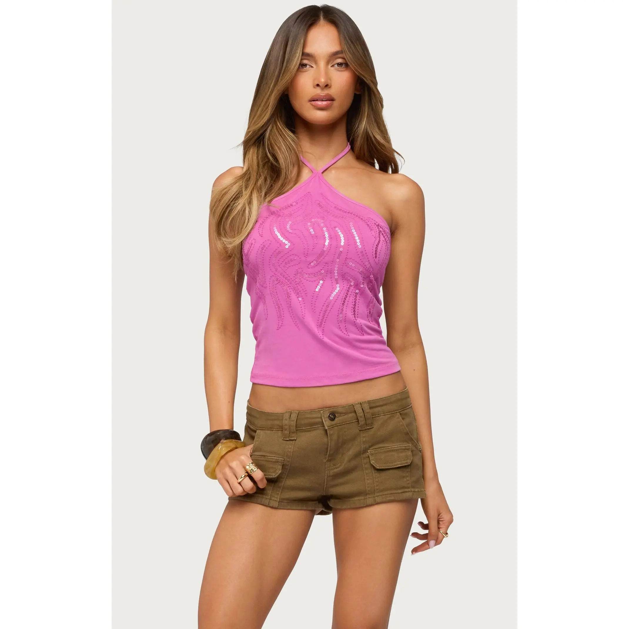Edikted Women's Rimona Sequin Halter Top