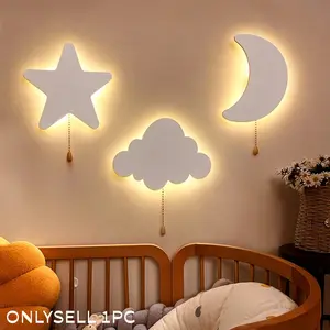 LED Floating Wall Light, Star Moon Butterfly Cloud Options, Battery Powered Hanging Night Lamp, Decorative Night Light, Soft Glow, Easy Installation, Nightlight For Bedroom