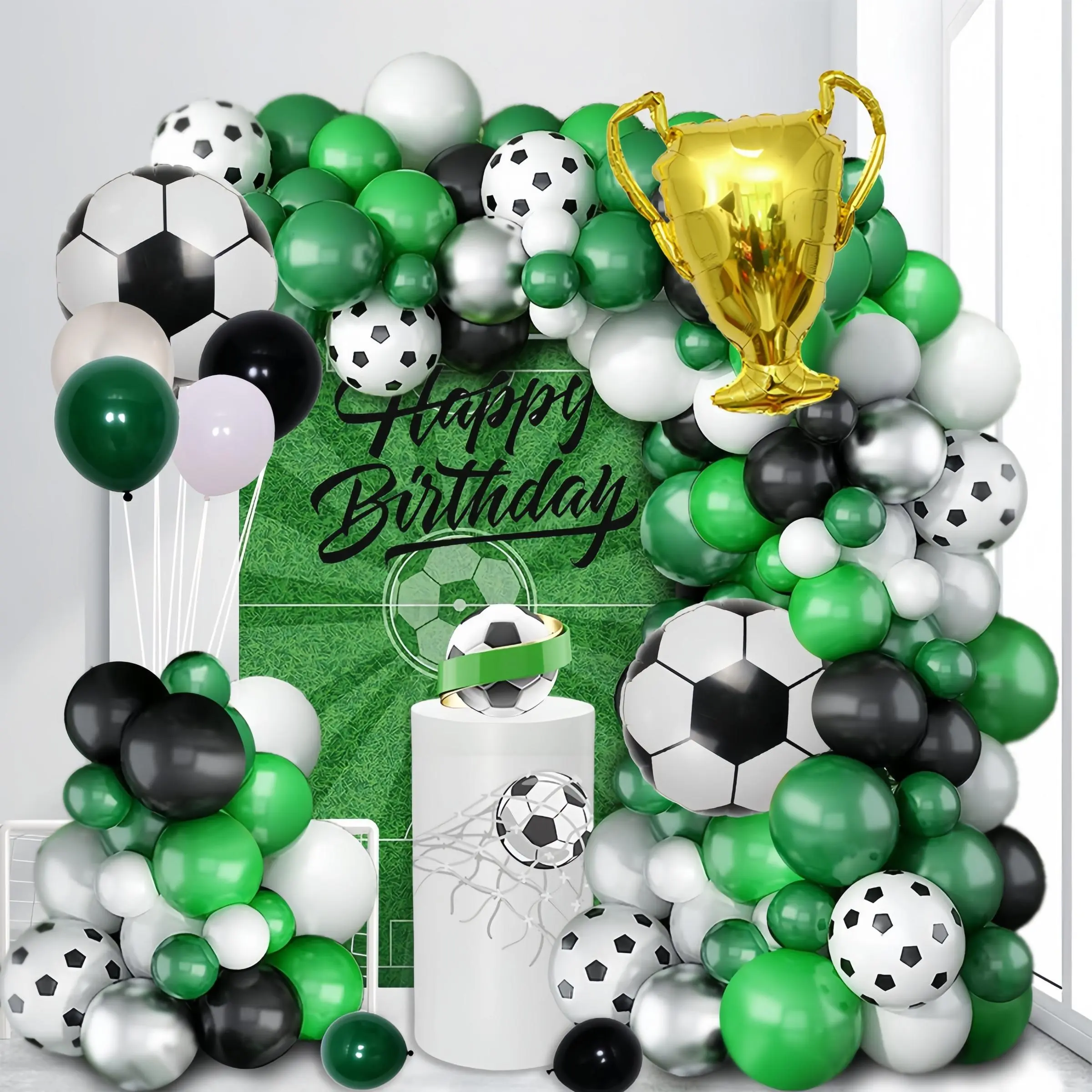 Soccer Themed Balloon Arch Kit, Soccer Balloon Garland Arch Kit, Balloon Set for Soccer Themed Birthday Party Decoration, Happy Birthday, Balloon Party Supplies, Party Balloons Decorations