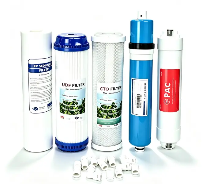 10 Inch 5 Stage RO Water Filter Replacement Set, Universal Under Sink Cartridge Kit with 75GPD RO Membrane & Quick Connect T33 Post Carbon Filter, Complete Pre Post Filter Pack for Standard Home RO Water System