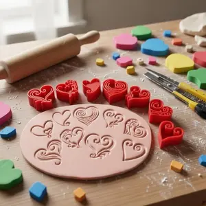 9pcs Clay Stamp & Molding Kit, Contains Multiple Unique Heart-shaped Patterns Clay or Pottery Seals - DIY Plastic Clay Set for Making, Pottery, Scrapbooking, Card Making - Compatible with Polymer Clay, Wax, Resin Crafts