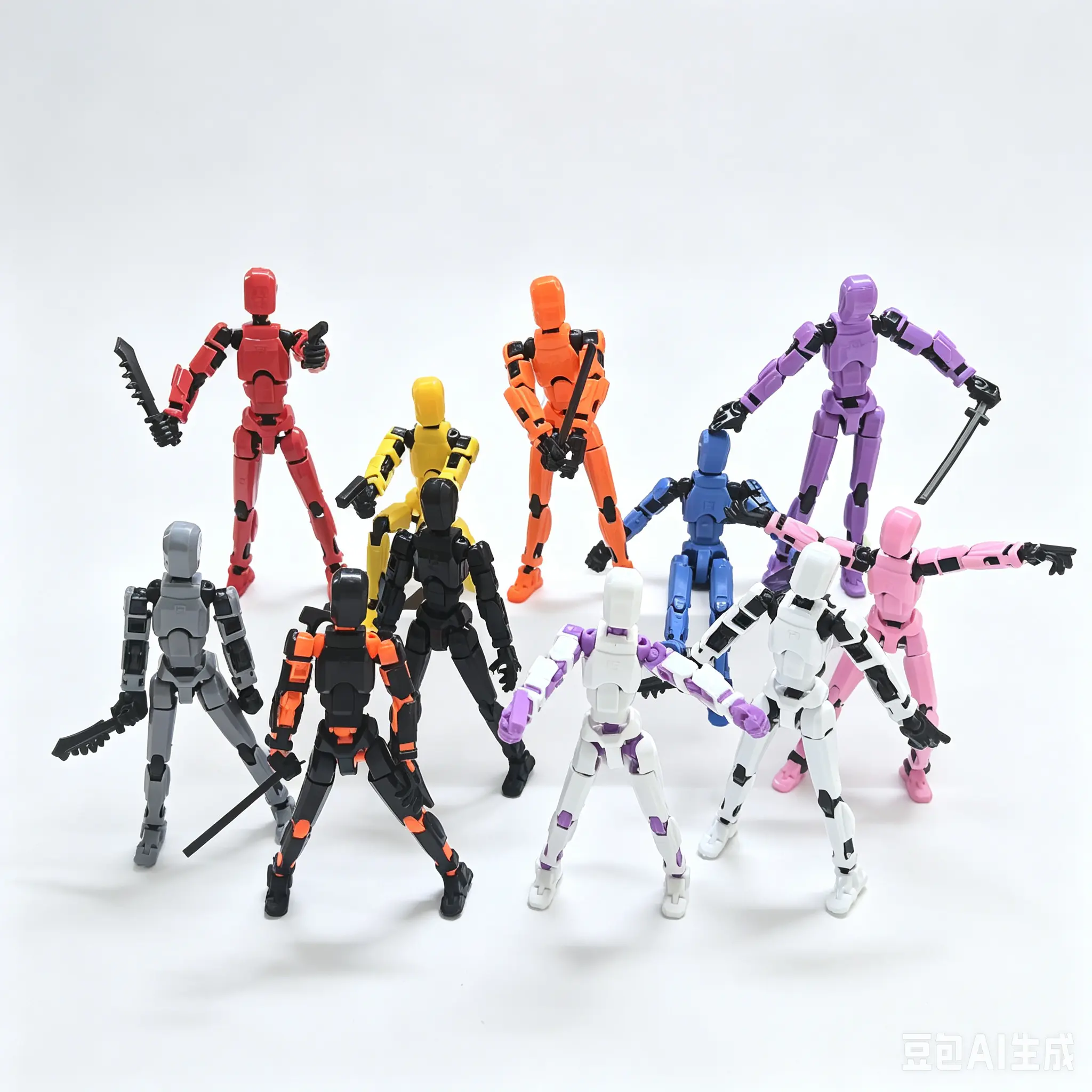 Lucky Titan T13 Unassembled Multi-Jointed Action Figure Set, 14cm/5.5 inches 3D Printed Model Kit with 30 Movable Joints/Articulated Figurines, 3 Weapons, Customizable Anime & Manga Desk Decor Collectible Toy Gift for Fans