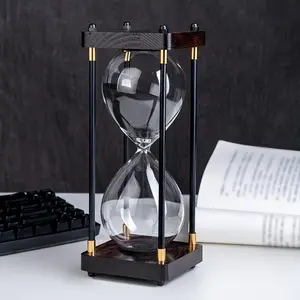 Vintage 30-Minute Hourglass Timer |   Standing Clock Decor, Wooden Kitchen Timer, Decorative Glass Hourglass - Ideal for Studying and Cooking - Home, Office, Bedroom Decor - Birthday, New Year, Christmas Gift - No Electricity Required