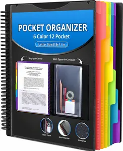 12-Pocket Expanding Folder Organizer – Multi-Color Binder with Dividers, Letter Size Plastic File Folder for School, Office & Documents