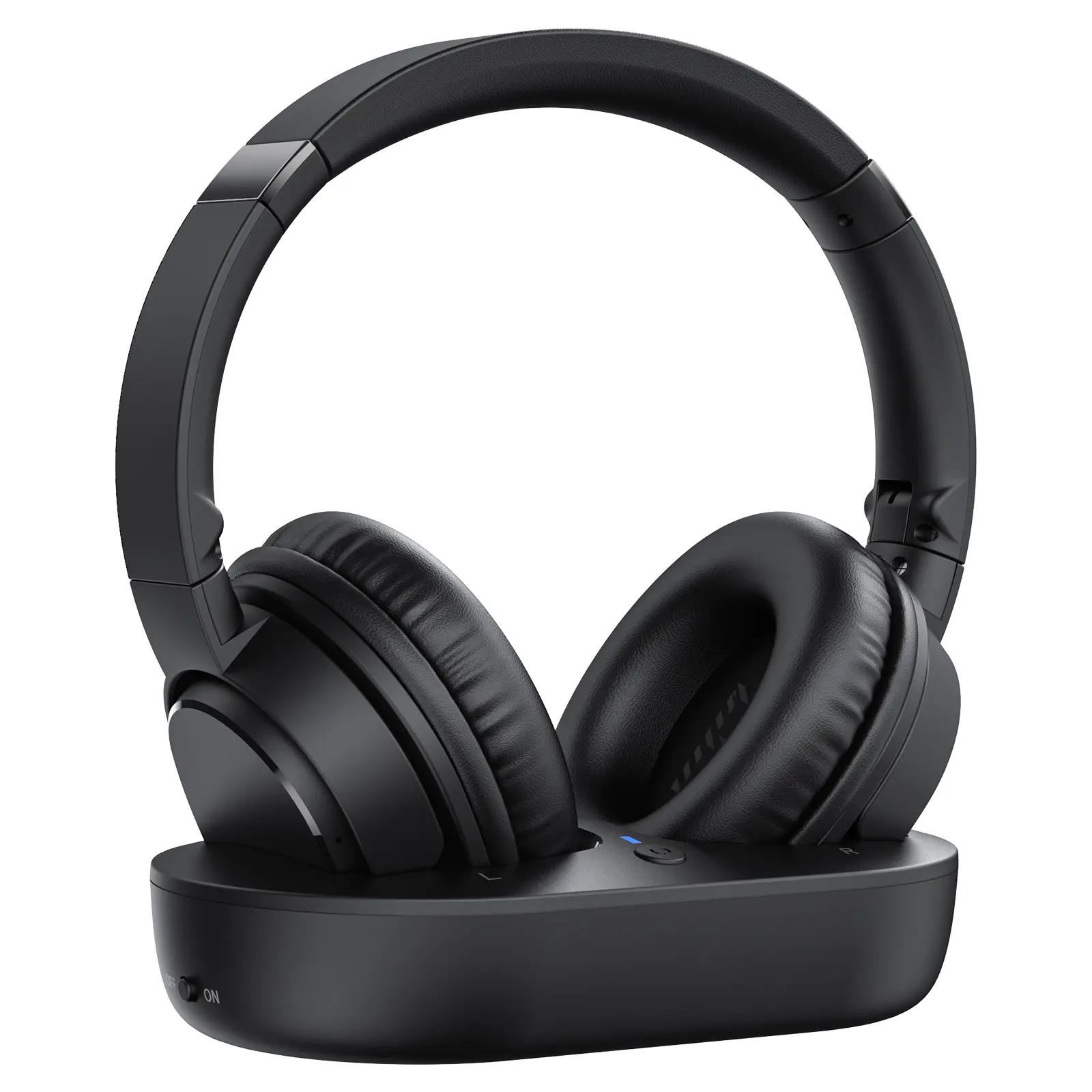Dytole Cordless Over-Ear Headphones with Built-In Batteries, Charging Dock Transmitter, Instant Sync, 65-Hour Life, TV/Music/PC Handsfree Use, Ideal for Seniors, Movies & Watch Parties