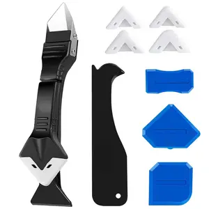 6pcs Set with 5 Replacement Heads, Plastic Grouting Tool with Stainless Steel Blades, Multi-functional Seam Removal Kit. Suitable for Bathroom, Kitchen, Floor, Window, Sink, Joint Frame, Sealing Putty Scraper and Trowel. High-quality Grout Knife