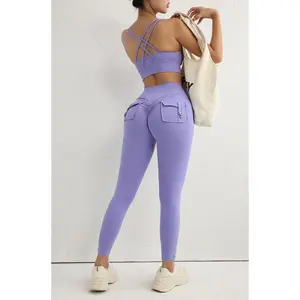 ALPINEA Women's Butter-Soft Utility Slim-Fit Buttoned High-Waist Butt-Lifting Yoga Pants - Pocketed Peach Hip Workout Leggings for Pilates modest gym outfits