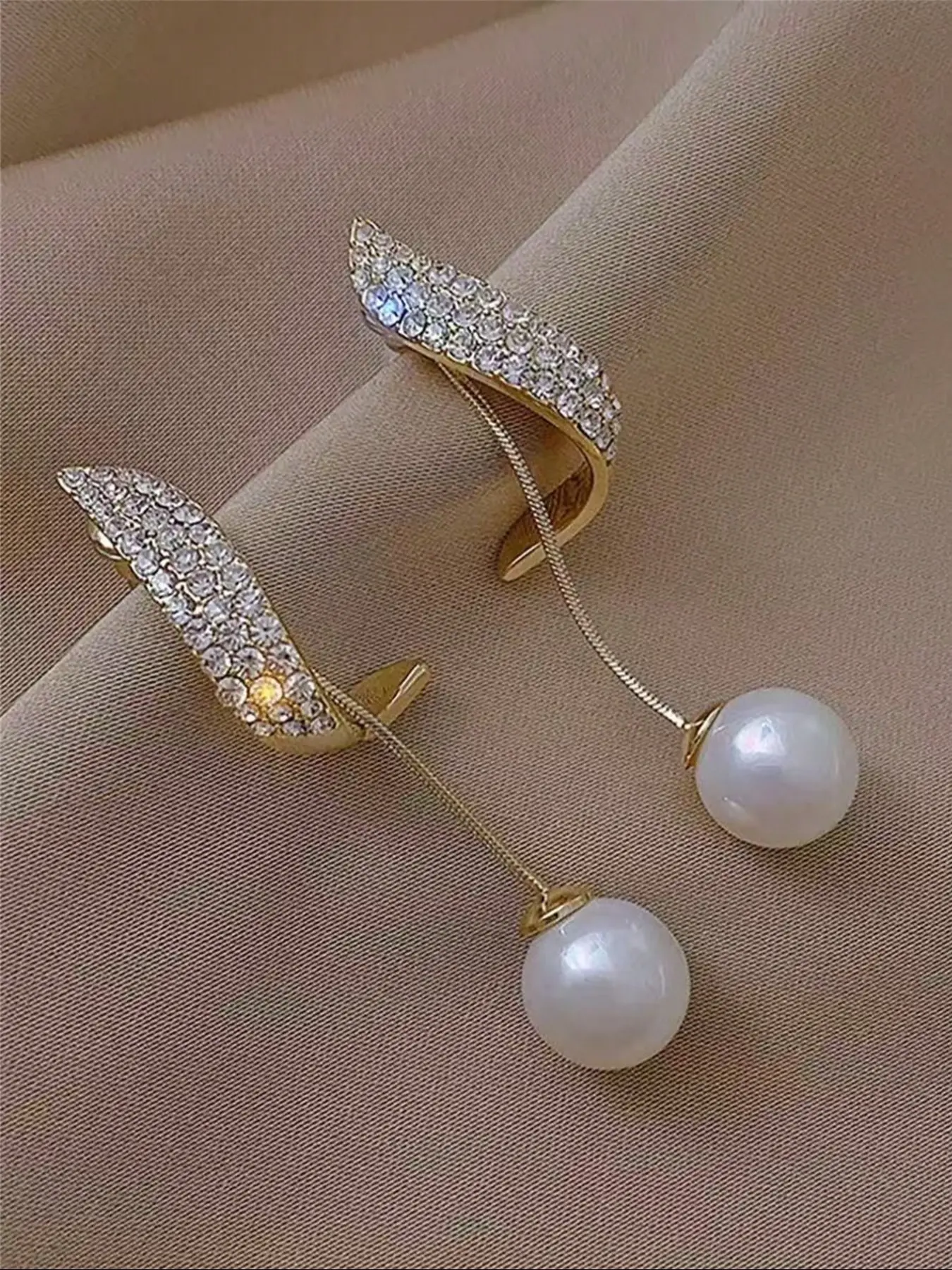 Elegant Crystal Dangle Earrings, Earrings Jewelry, Classic Pearl Drop Earrings for Women, Daily Wear, Dating, Wedding Accessories, All Seasons, Tear Drop Earring, Teardrop Earrings