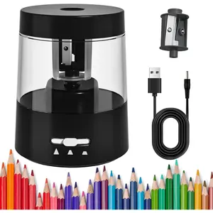 Electric Pencil Sharpener for Colored Pencils, Auto Stop,Electric Pencil Sharpener Plug in for 6-8mm No.2/Office/Home/Black