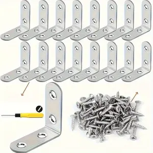 20-Pack 90 Degree Corner Brackets, Metal Iron Angle Supports, Wall Mounted Bracket for Shelves Tables Chairs, Heavy Duty Durable, Sturdy Metal Bracket