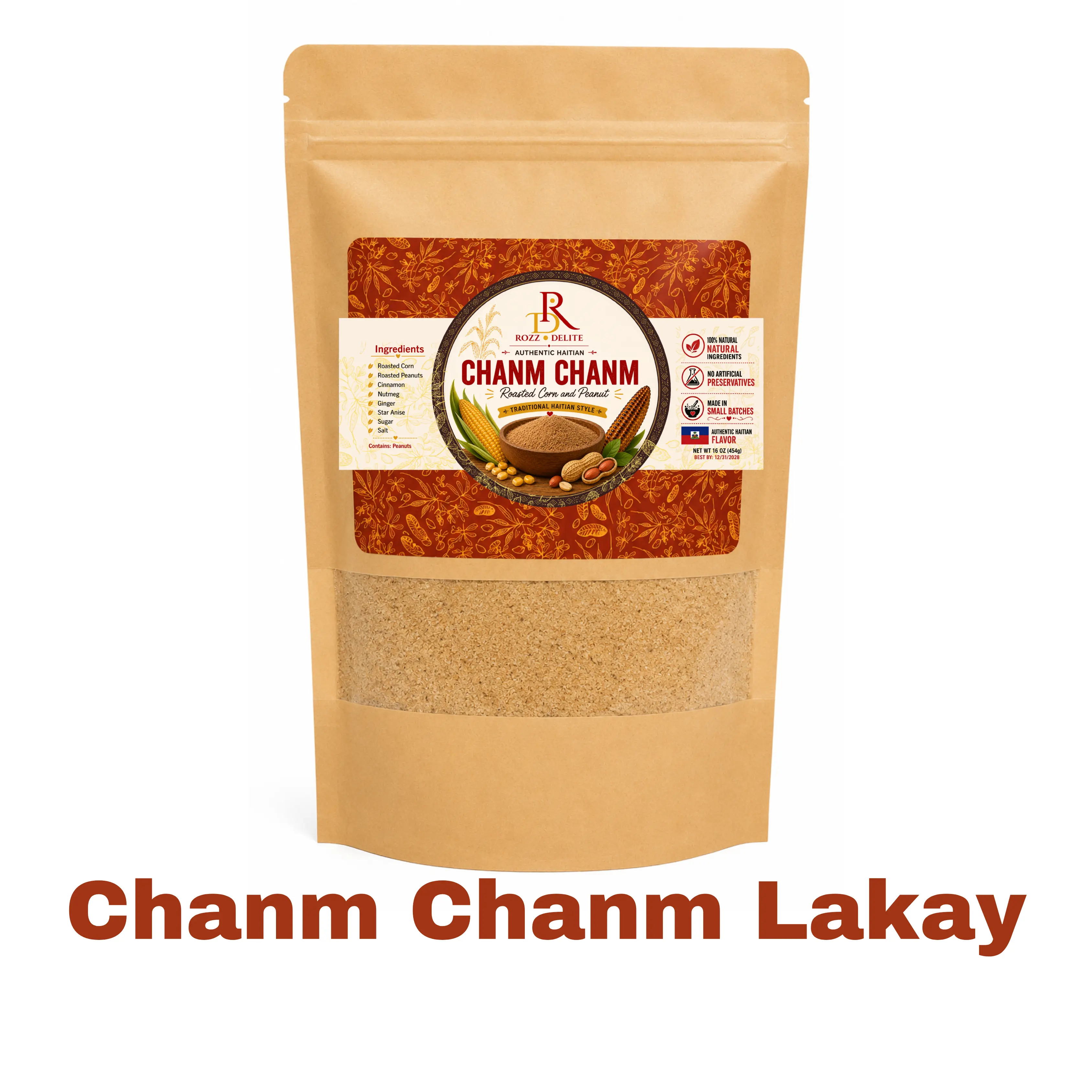 Authentic Haitian Chanm Chanm Made with Roasted Corn and Peanuts