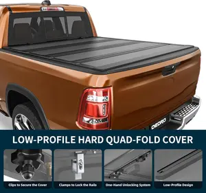 5ft Bed Hard Quad-Fold Low-Profile Tonneau Cover Fit for Toyota Tacoma 2016-2023 with Tacoma Bed Rail (Excl. Trail Edition)