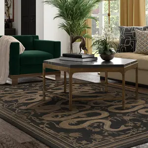 Vintage Snake & Plant Pattern Rug, Non-slip Soft Washable Rug, Decorative Area Rug, Decorative Carpet for Home Living Room Bedroom, Home Decor