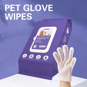 Pet Gloves for Dog Bathing, Odor Removal, Disposable Cat Cleaning Wipes, Pet Wet Towels, Paw Wipes, Easy-To-Use, Hygienic, Convenient