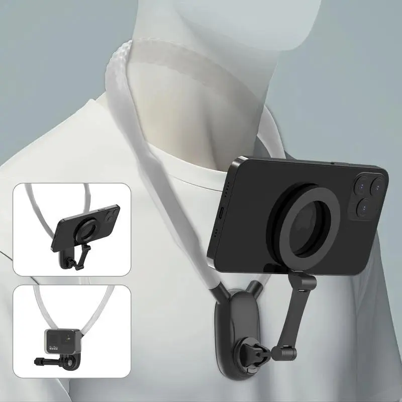 Magnetic Neck Phone Holder, Hands-Free Wearable Mount for Video Recording, Vlogging & Content Creation
