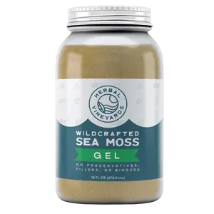 Herbal Vineyards Unflavored Wildcrafted Gold Sea Moss Gel 16-ounce Jar Organic Non-GMO Verified