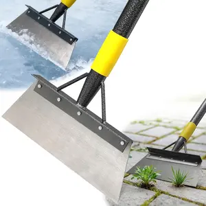 Floor Scraper Long Handle - Ice , Multifunctional Garden Cleaning Flat Shovel, 60" Weed Scraper Heavy Duty   for Lawn Edging,Sidewalk Weeding,Driveway Steps Snow Shovel