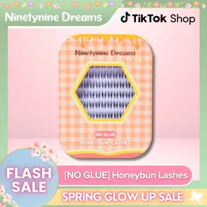 Ninetynine Dreams [NO GLUE] Honeybun Self-Adhesive Lashes | 12mm C Curl No Glue Required ress-On Lash Clusters - Spiky Anime Manhua Natural DIY Ultra-Thin Jelly Band False Eyelashes - Beginner Friendly Trendy Must-Have Easy Apply Lashes For Daily Makeup