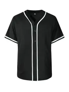 Blank Plain Hip Hop Hipster Baseball Jersey Button Down Shirts Sports Tops Sports Uniforms Men Women Casual Sports Jersey