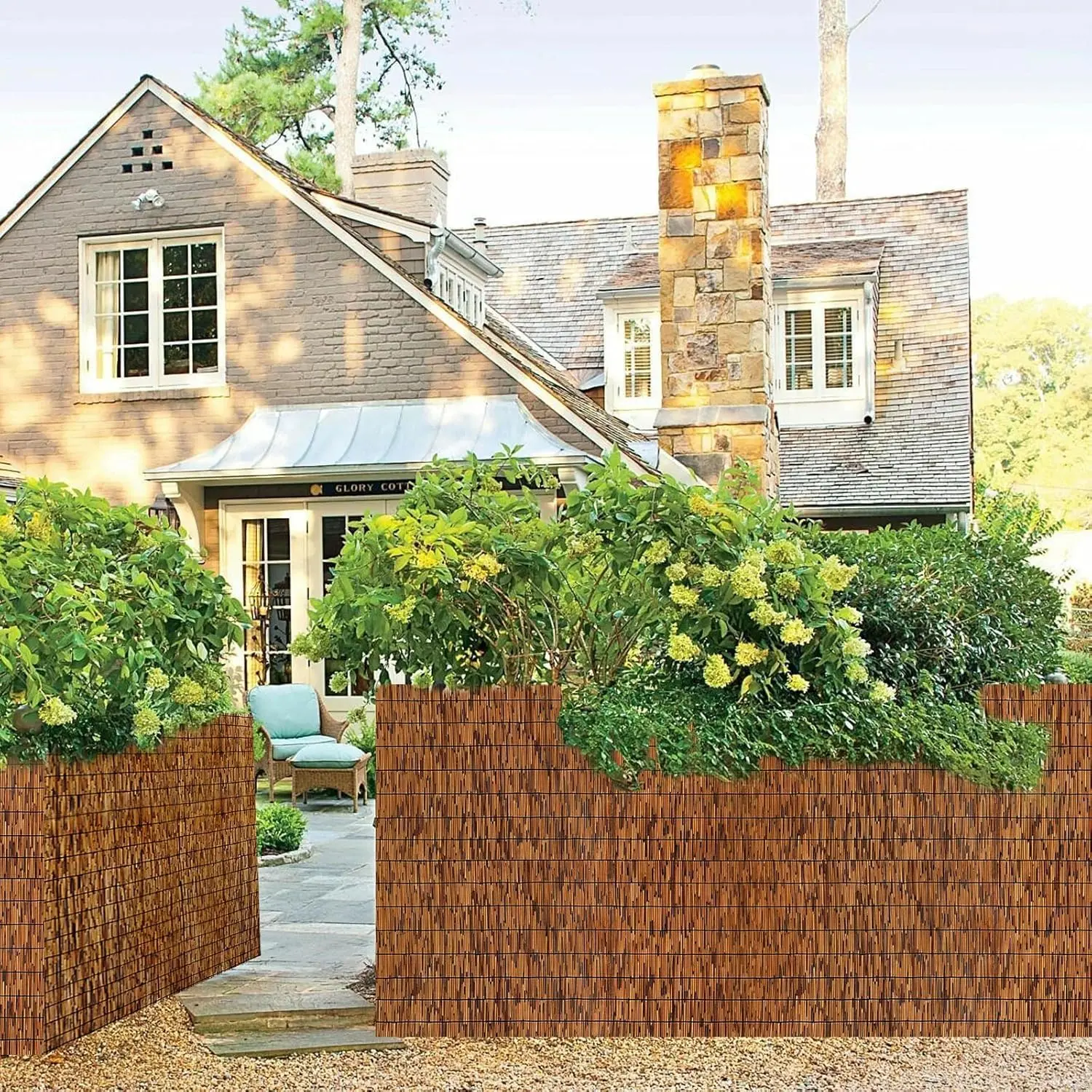 Natural Reed Bamboo Fence Screen, 1 Cuttable Reed Fence, 4FT x 16.4FT Rustic Outdoor Privacy Screen for Backyard & Garden, Home Improvement Building Supply with Tie Kit