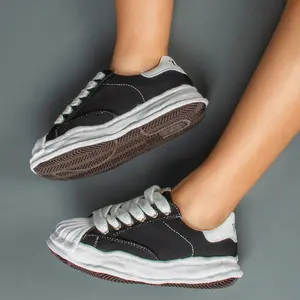 GOGD Classic Low-Top Sneakers Dissolve Rubber Sole Patchwork Canvas Non-Slip Lightweight Unisex All Season Casual Shoes