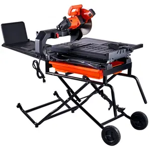 【Spotlight Day】VEVOR Wet Tile Saw with Stand, 10-inch 65Mn Steel Blade, 4500 RPM Motor, Tile Cutter Wet Saw with Water Reservoir and Casters, 0-45 Degrees Miter Angle for Cutting Tiles, Floor Tiles, and Stones