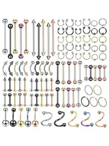Express Your Edge: 100-Piece Premium Punk Piercing Kit | Diverse & Durable Body Jewelry for Industrial, Septum, Ear | Perfect for Daily Grunge Style, Parties & Festive Events like Christmas elegant daily wear Heart Shaped Stainless Steel Nipple Rings unis