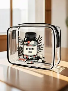 Large Capacity PVC Travel Organizer Bag, Zipper Closure, Fade-Resistant Makeup Bag, Tsa Approved, Easy Clean, Modern Aesthetic