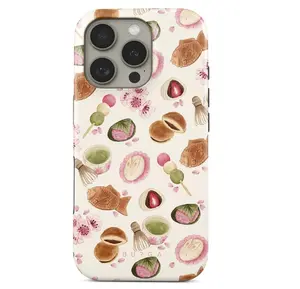 Café Haru Aesthetic Tough Phone Case – Cute Coffee Collage Design, Glossy Shockproof Dual Layer Cover, Protective Hard Shell, Trendy Kawaii Style for iPhone 11 12 13 14 15 16 17 Pro Max Plus