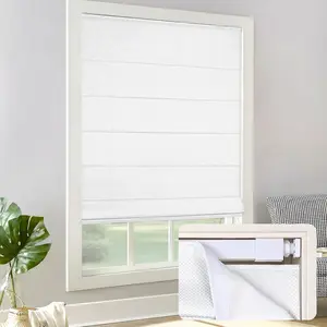 Cordless Roman Shades - No Drill Easy Install Light Filtering Window Blinds, Thermal Insulated Room Darkening with UV Blocking for Bedroom/Living Room, Window Size 20" W x 48" H, White