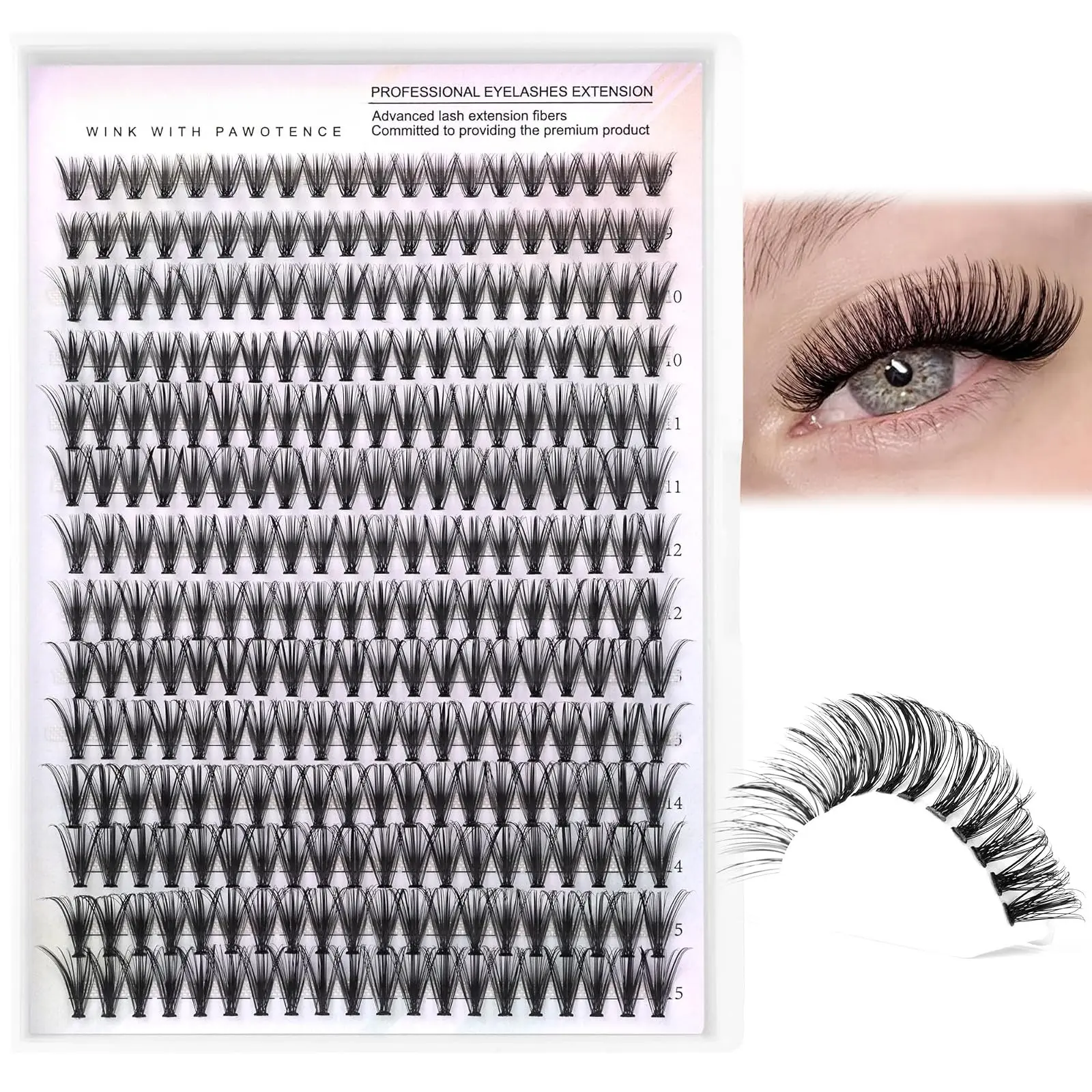 Lash Clusters Natural 30D Cluster Eyelash Extensions 8-15mm Individual Lashes Cluster Wispy 280pcs Eyelash Clusters Lash Extension for Self Application (30D, 0.07D, 8-15mm)