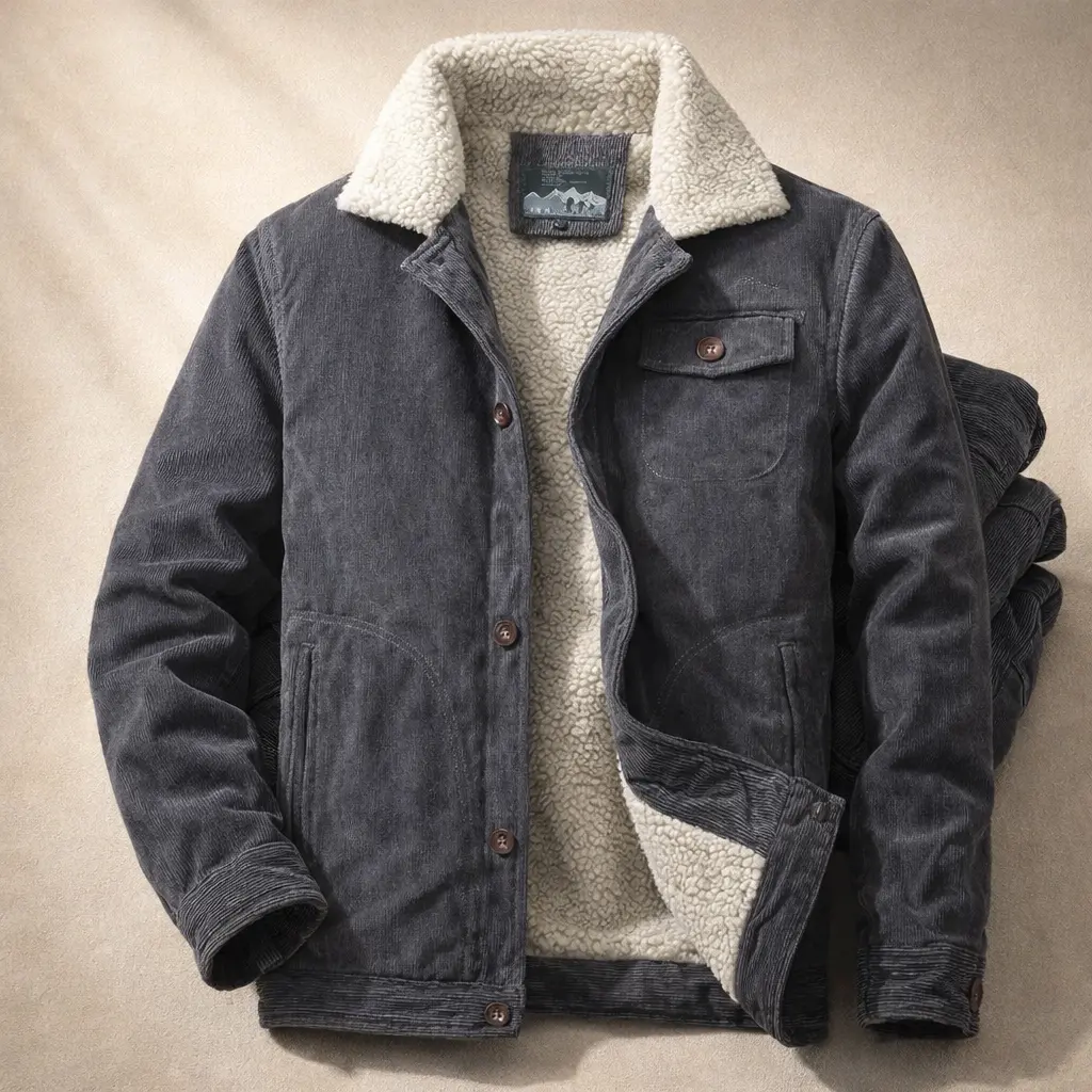 Men's Vintage Fleece-Lined Flannel Cotton Shirt Heavyweight Durable Winter Warm Work Shirt Thickened