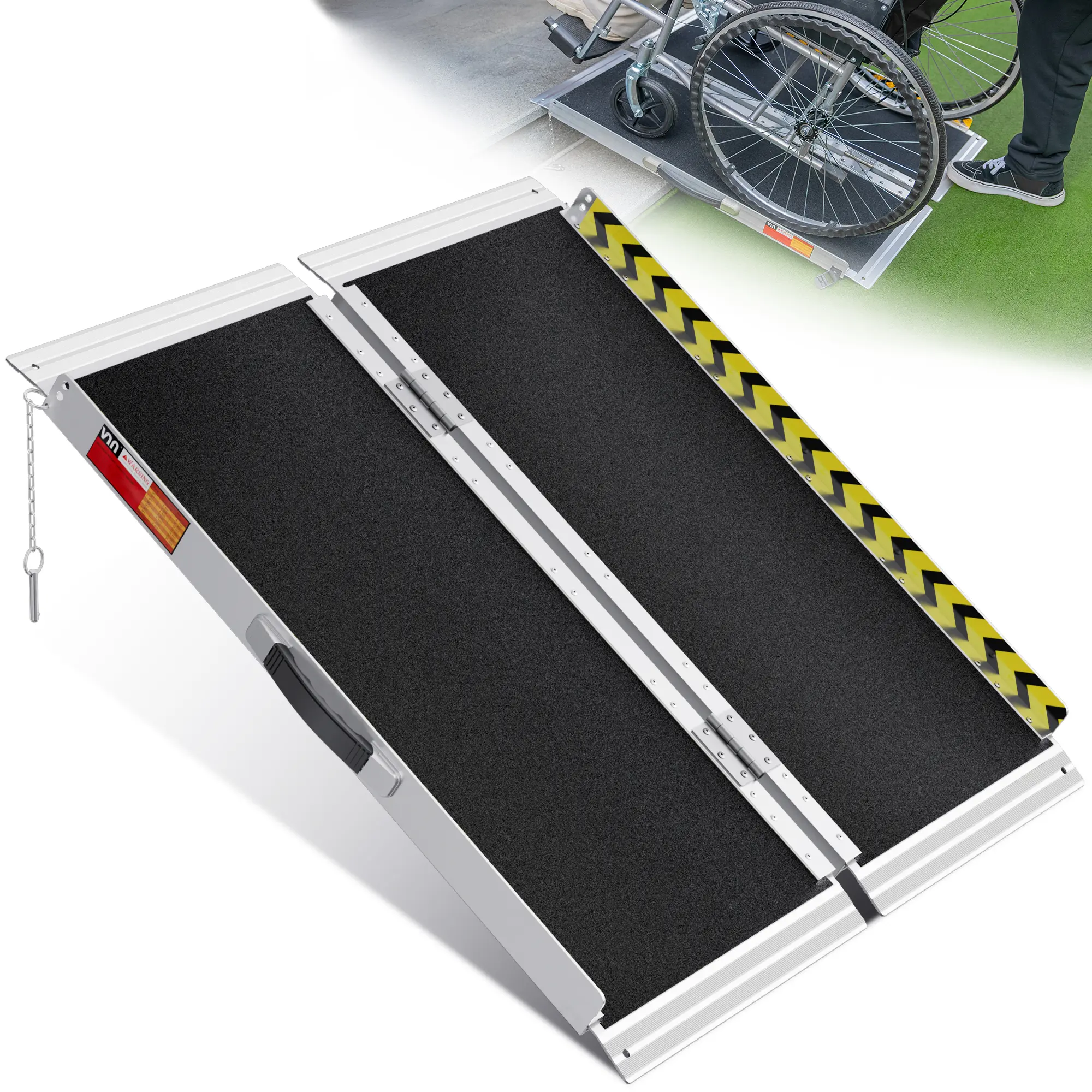 Portable Wheelchair Ramp 3FT, Non-Slip Aluminum Ramps for Wheelchairs for Home, Handicap Wheelchair Ramps for Home Steps, Aluminum Loading Dock Plates, Doorways, Curbs, Stairs
