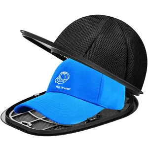 Hat Washer Cage Baseball Cap Washer with Frame Cage & Mesh Bag for Adults Kids Black Upcycled PE Plastic Universal Fit Easy Use Safe Reliable Dishwasher Safe
